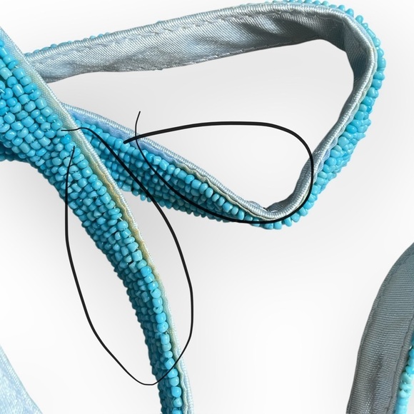 Funky Y2K Vintage Christiana Hand Beaded Zebra Print & Blue Square Crossbody Bag - Picture 12 of 14